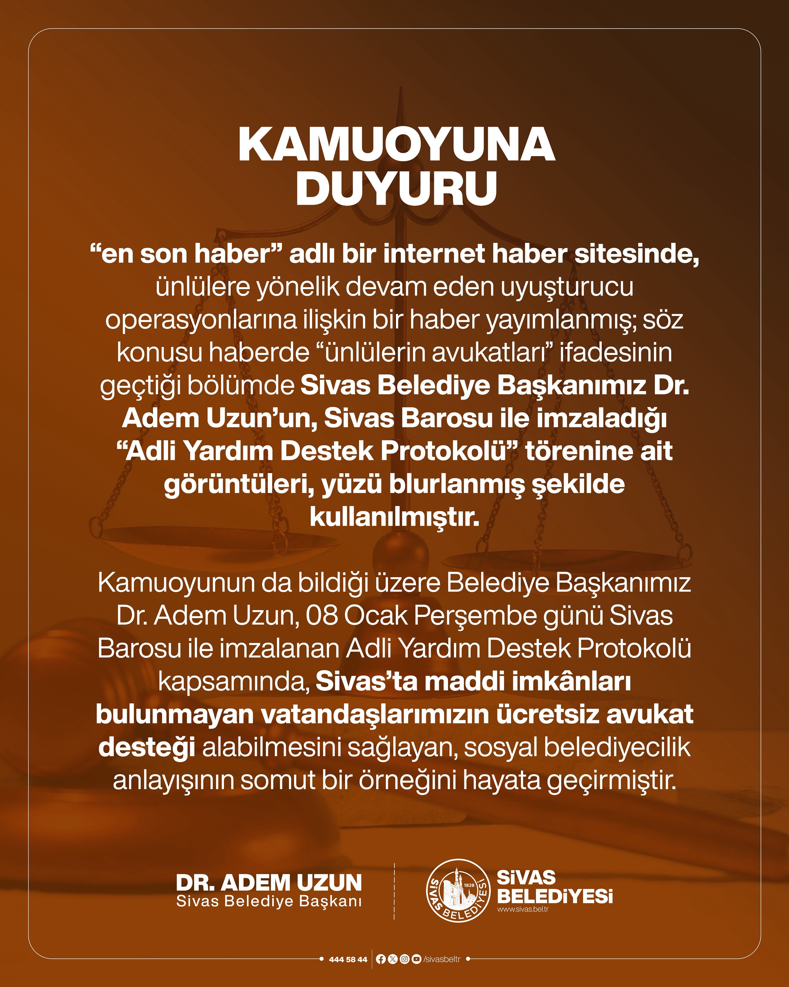 Sivas Belediyesi'nden "ensonhaber'e" dava