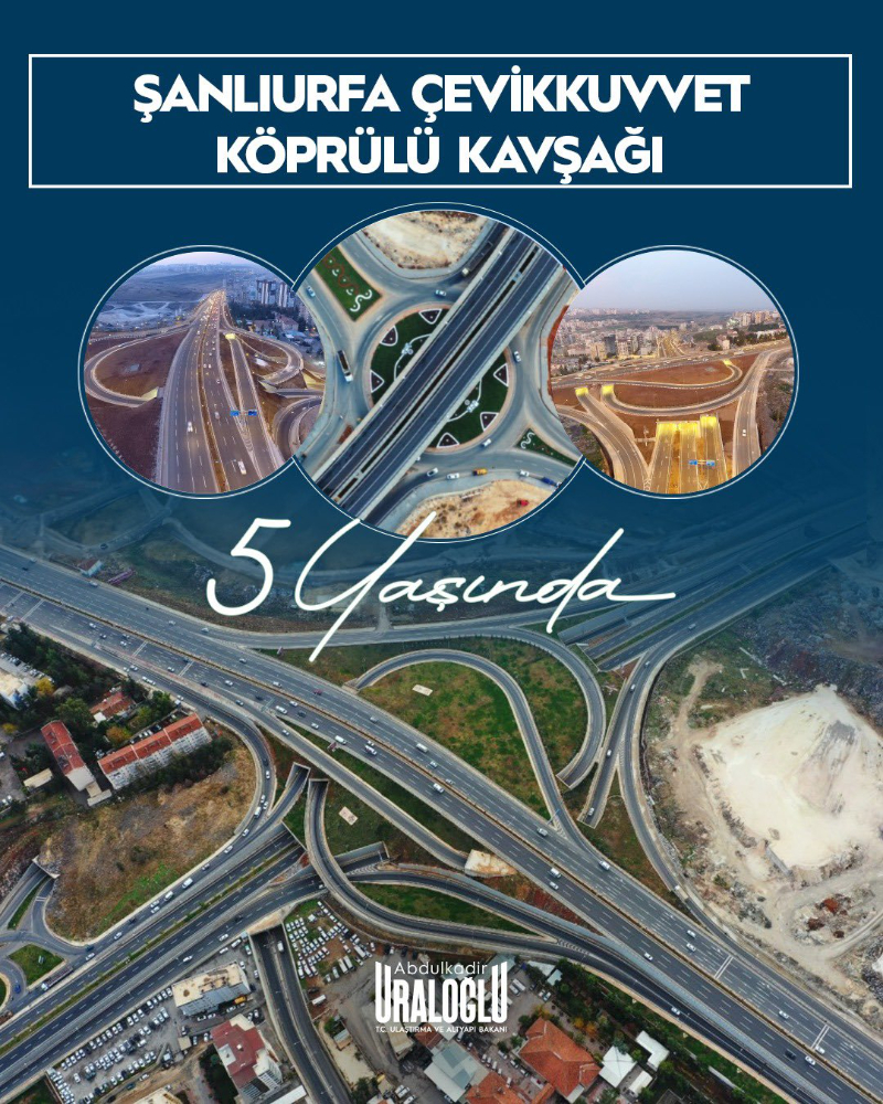 Bakan Uraloğlu: “Şanlıurfa Çevikkuvvet Köprülü Kavşağı 5 Yaşında”