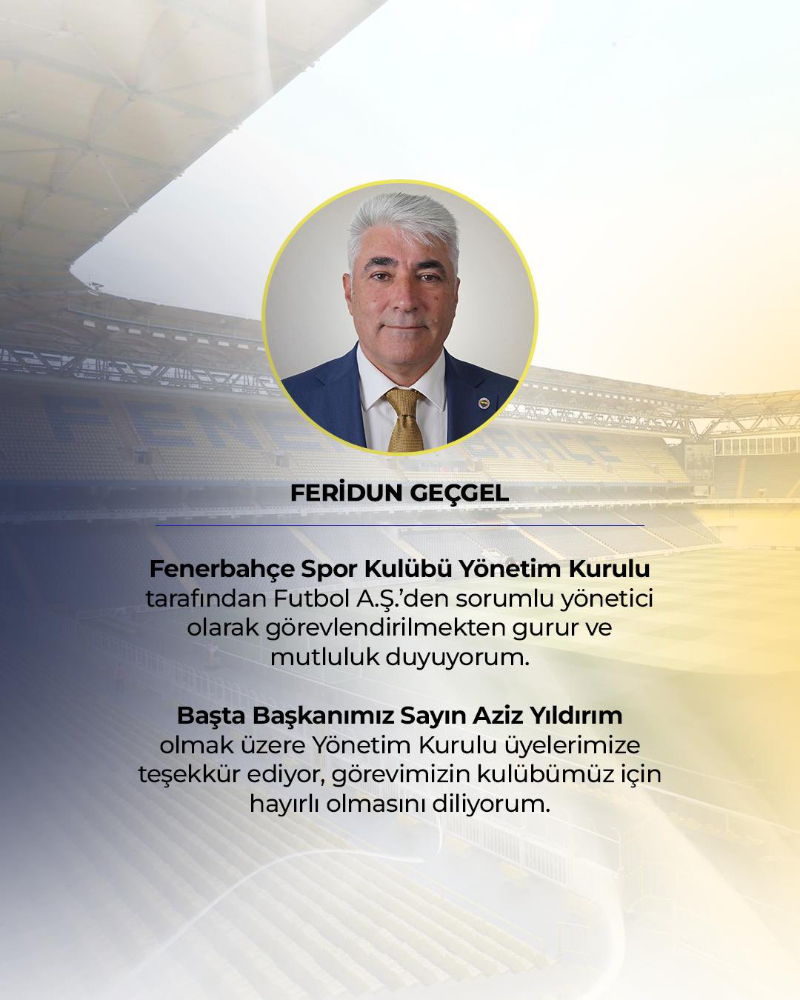 Fenerbahçe'de Şanlıurfalı Feridun Geçgel’in Görevi Resmen Belli Oldu! Dev Sorumluluk... Fenerbahçe'de Şanlıurfalı Feridun Geçgel’in Görevi Resmen Belli Oldu! Dev Sorumluluk...