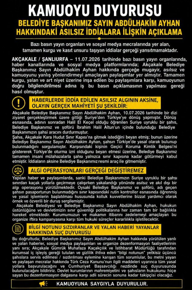 Akçakale'de 'Sınır Kapısı' Gerilimi: Başkan Ayhan ve Gümrük Tutanakları Arasındaki Çelişki Akçakale'de 'Sınır Kapısı' Gerilimi: Başkan Ayhan ve Gümrük Tutanakları Arasındaki Çelişki
