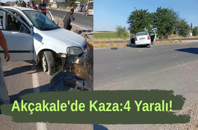 Akçakale'de Feci Kaza: Otomobil Refüje Saplandı, 4 Yaralı!
