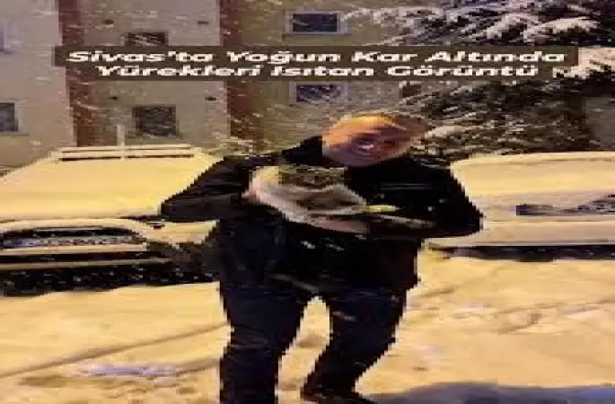 Sivas’ta Yoğun Kar Altında Yürekleri Isıtan Başkan Uzun  Kediye sahip çıktı