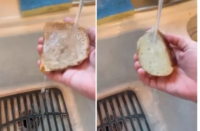 Marketten alınan ekmeği suya tuttu! Çıkan sonuç tüyler ürpertici