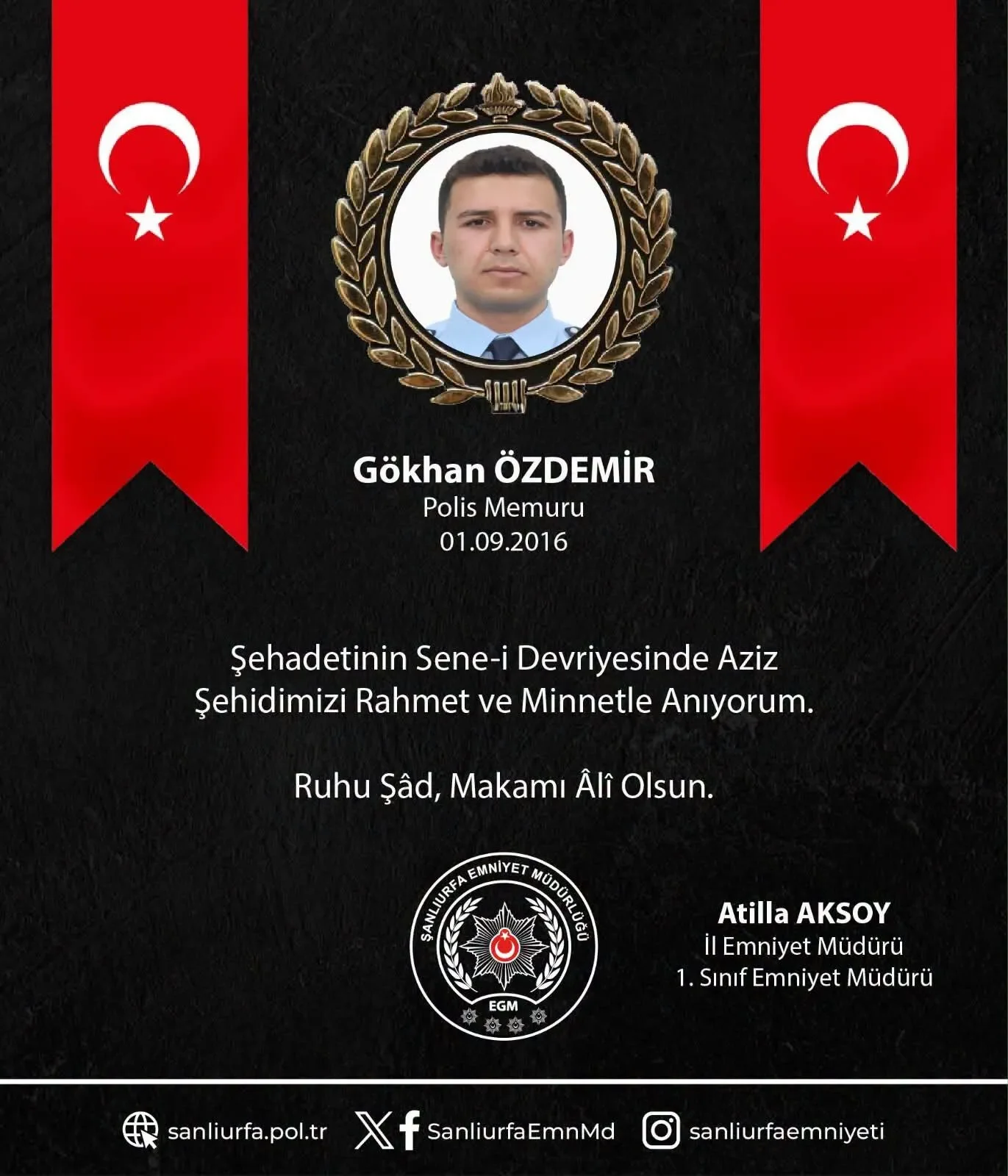 Şanlıurfa’da şehit düşen polis memuru Gökhan Özdemir unutulmadı - 1