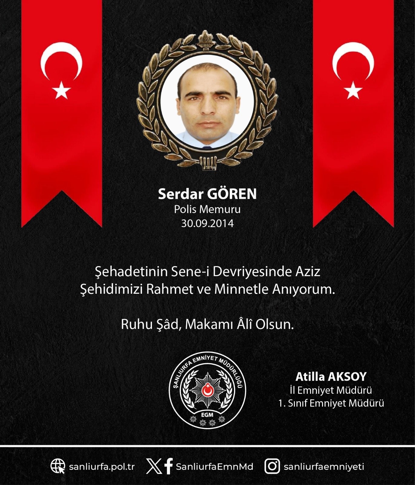 Şanlıurfa Emniyet Müdürü Aksoy'dan Şehit Polisler İçin Anma Mesajı - 1