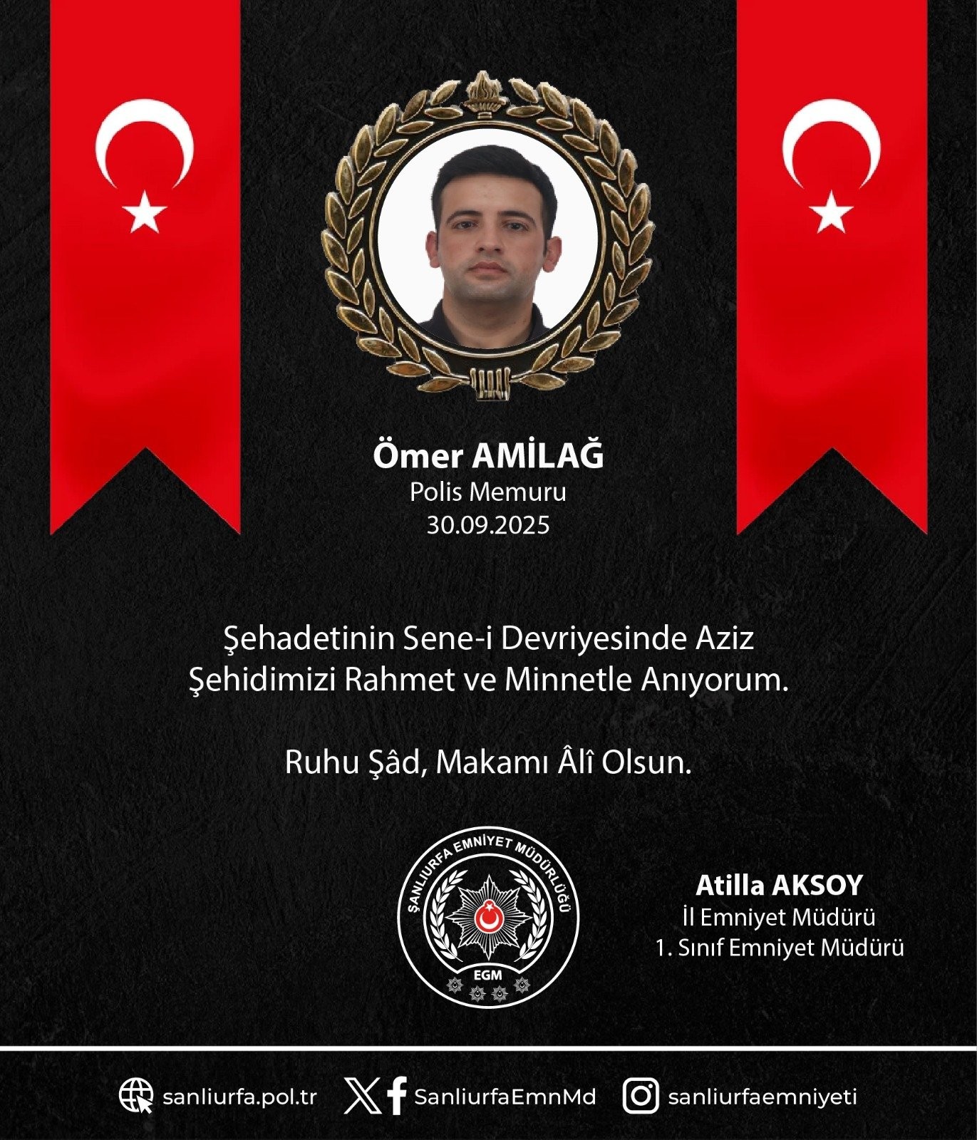 Şanlıurfa Emniyet Müdürü Aksoy'dan Şehit Polisler İçin Anma Mesajı - 2