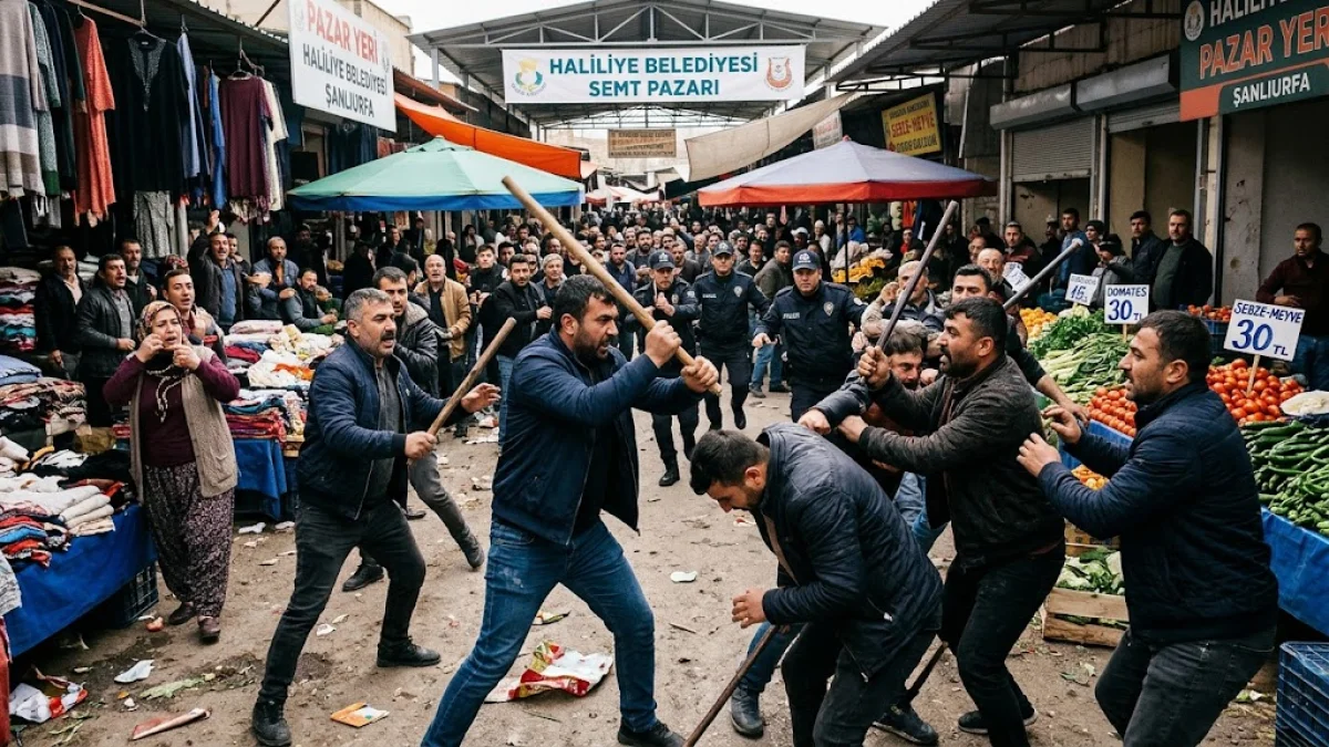 Haliliye'de semt pazarında sopalı kavga!