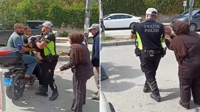 Bilinci kapanan bebeği polis motosikletle hastaneye yetiştirdi
