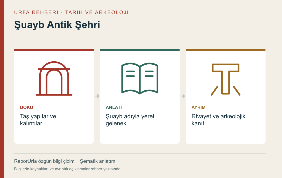 Şuayb Antik Şehri — kaynaklı şematik bilgi görseli